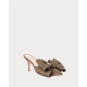 NEW LOEFFLER RANDALL women's margot bow mule sandal in brown/black check